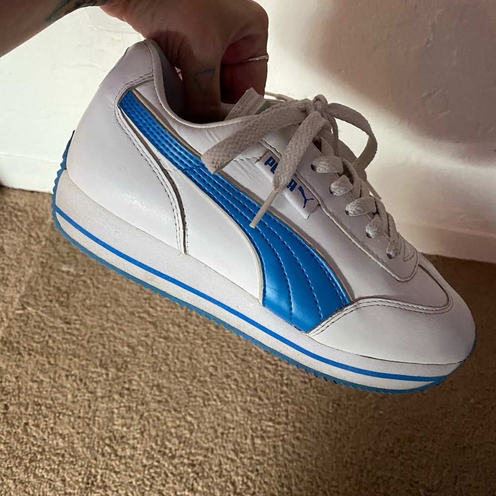 Puma Street Cat Leather 6.5 white/blue "vintage”